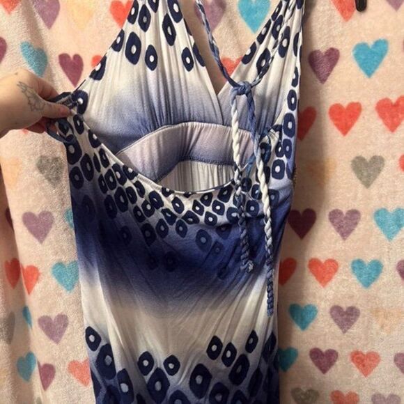 Bohemian Ombre Halter Top Navy White XL - Picture 2 of 3